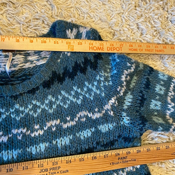 Free People Through the Storm Chunky Knit Blue Fair Isle Sweater, wool blend, L - Picture 6 of 16